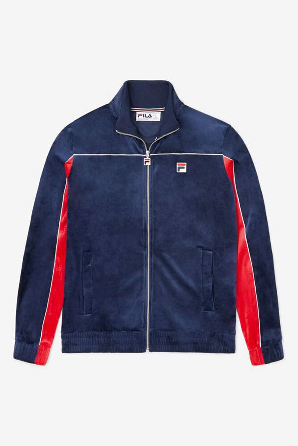 Fila Cisco Velour Men's Jackets - Navy/Red/White,NZ 789-74261